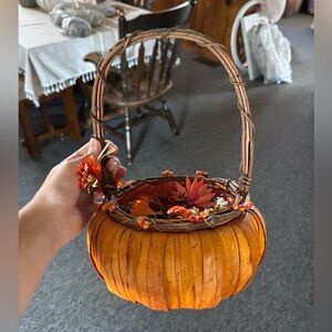 Rustic Orange Pumpkin Basket